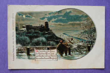 Ansichtskarte Litho AK Heidelberg 1900-1910 Mondscheinkarte Schloss